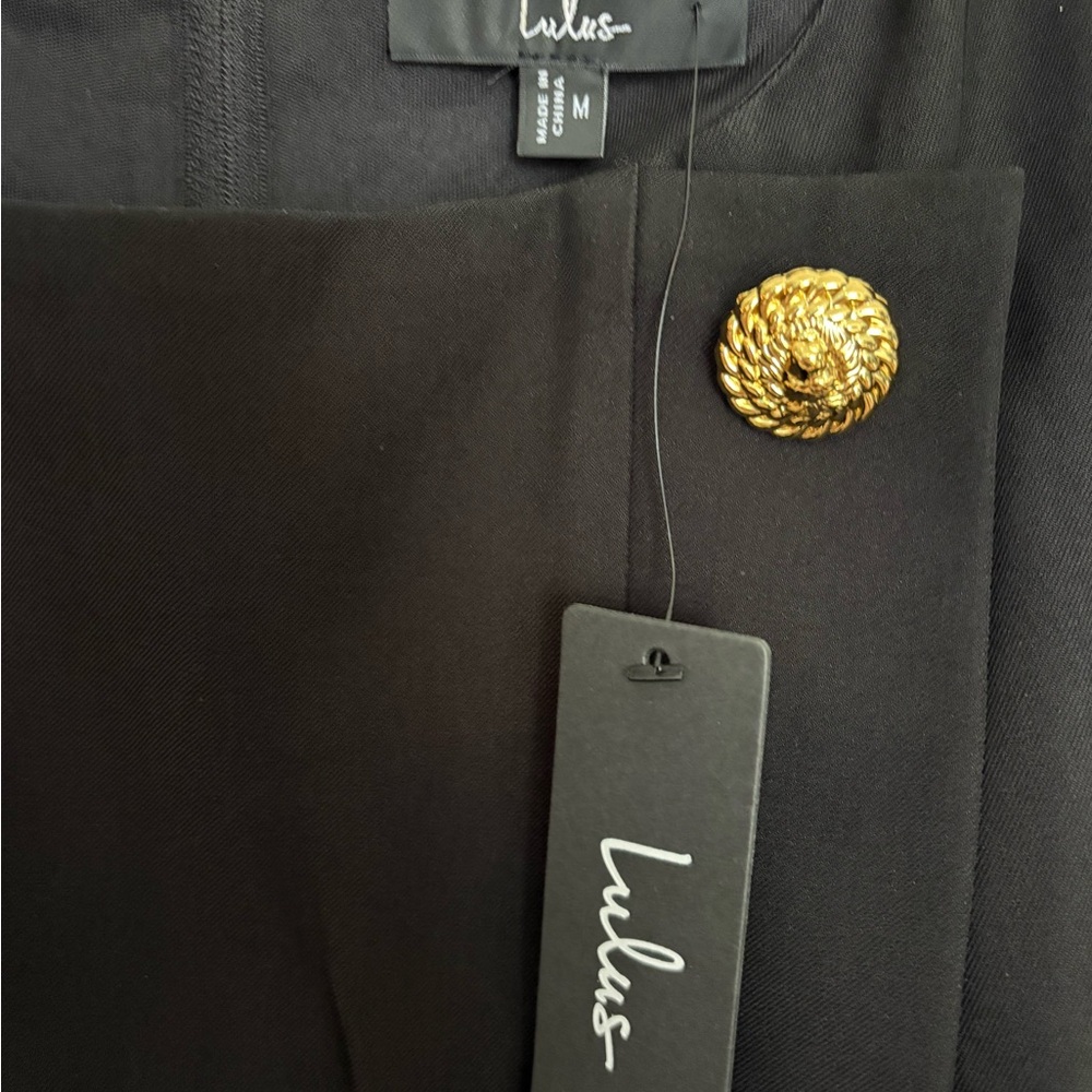 Lulus Paedyn Black Boat Neck Side Button Mini Dress NWT Size M - Picture 4 of 5
